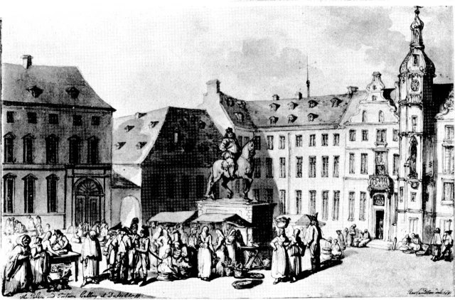 Aquarel van het oude stadhuis uit 1791.
